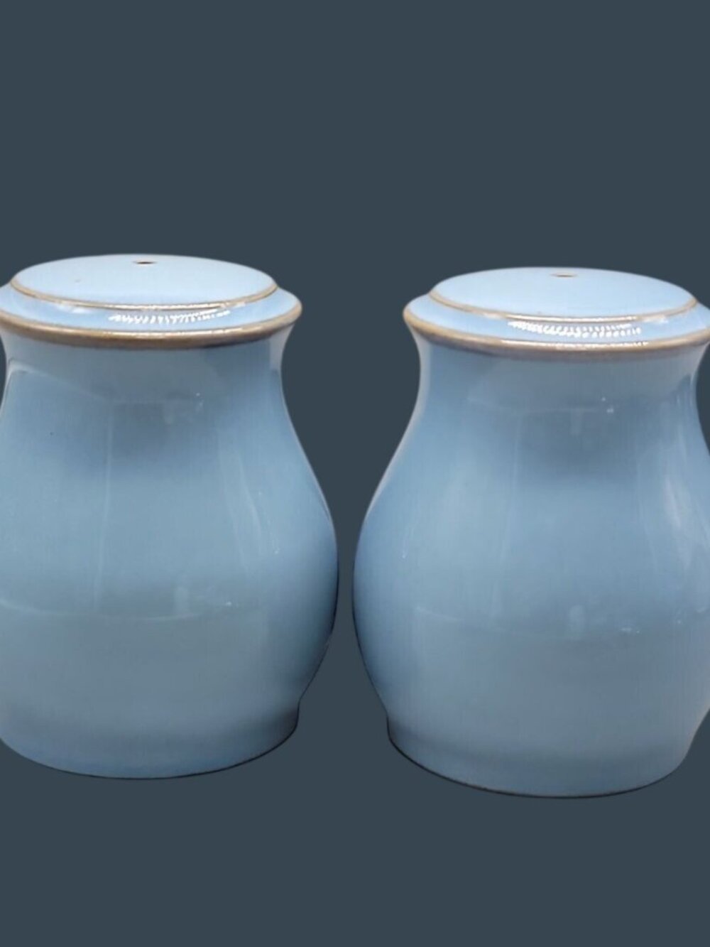 Vintage Denby-Langley Colonial Blue Salt/Pepper Pots Shakers Discontinued